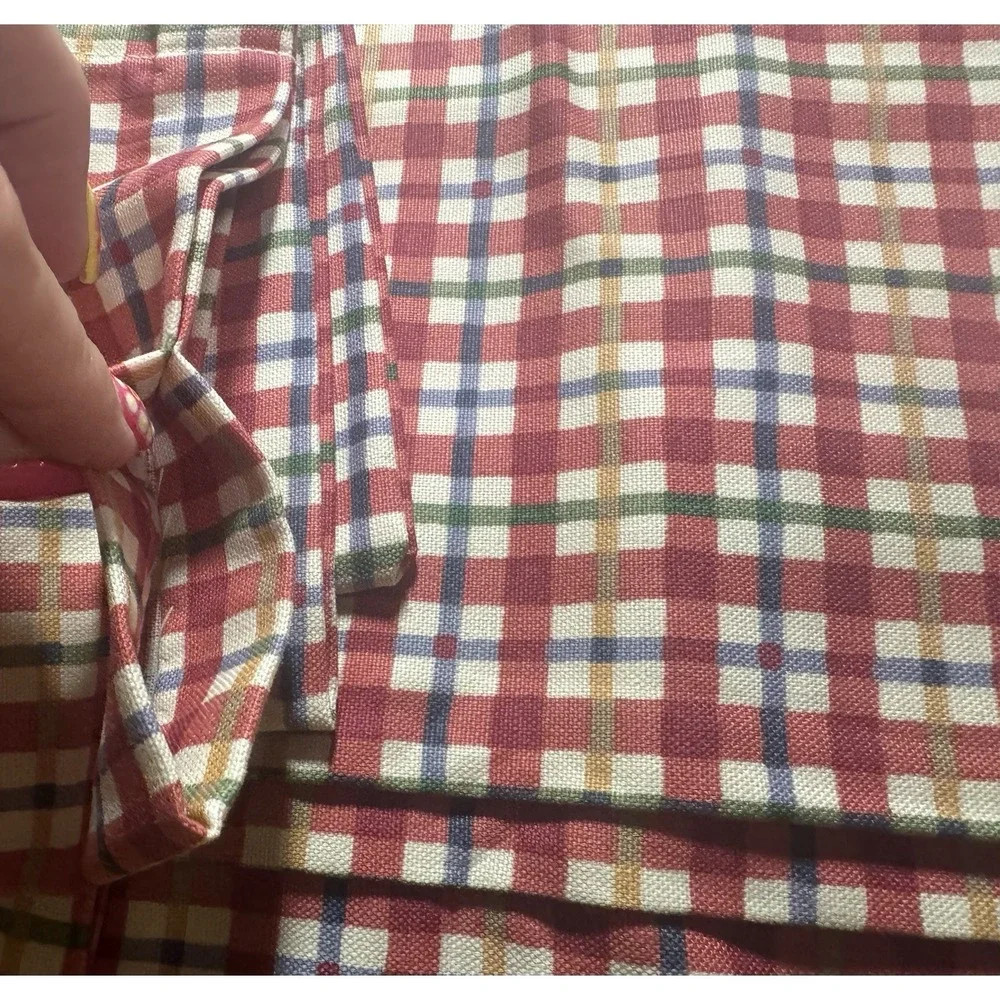 New Longaberger Cherry Plaid Window Valance Red Blue Green Yellow TubG